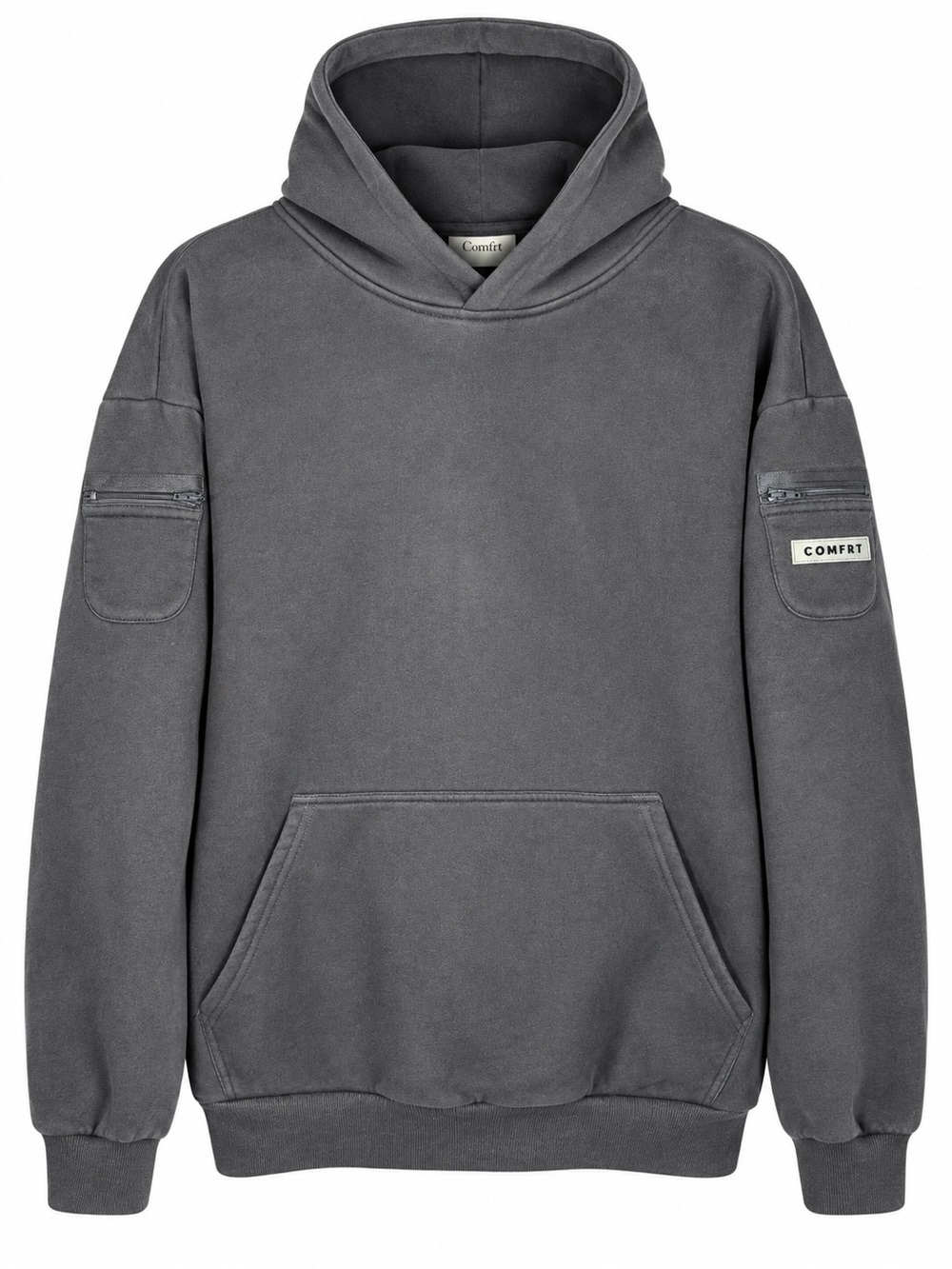 COMFRT Travel Essentials Hoodie Charcoal Grey Weighted Fleece Size L